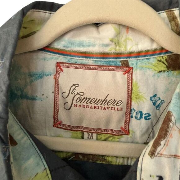 St. Somewhere Margaritaville Men's Nautical Sailing Button-Up Shirt Size M - Picture 7 of 7